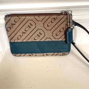 Coach classic logo stripe wristlet